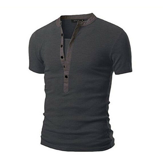 Summer men's slim fit V-neck short-sleeved T-shirt