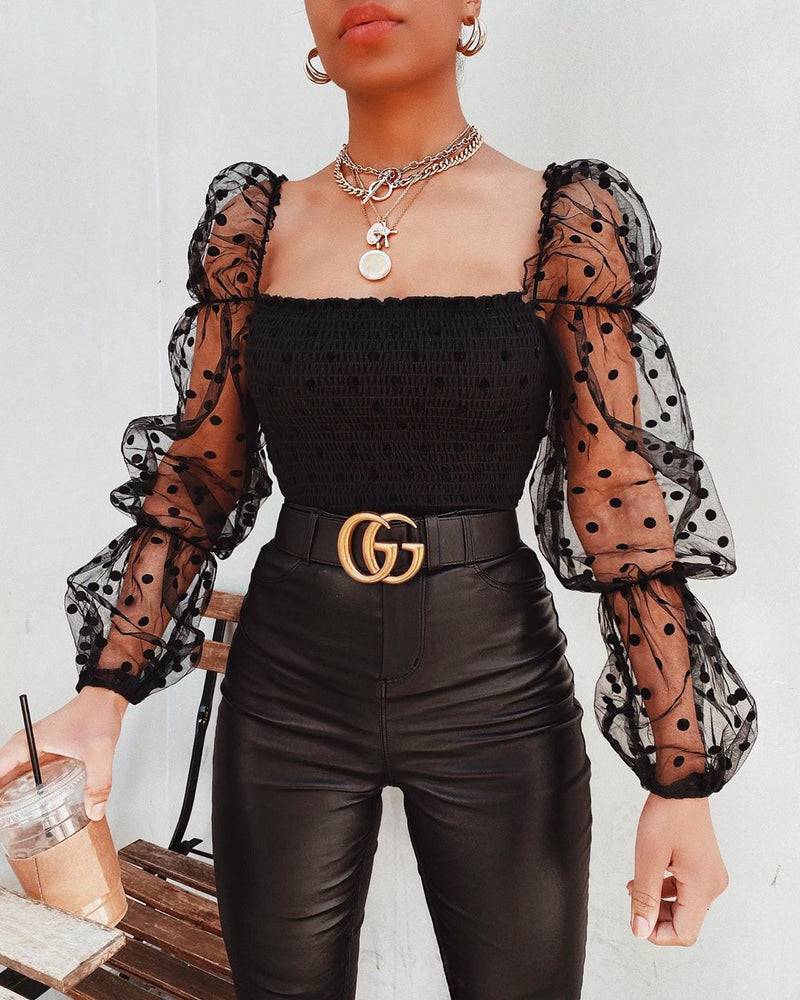 Load image into Gallery viewer, Women&#39;s long-sleeved sheer mesh chiffon blouse ،Suitable for spring and autumn
