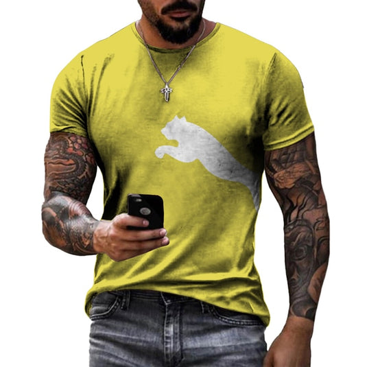 Men's T-shirt 2022 3D drawing of a wolf short sleeves all measurements