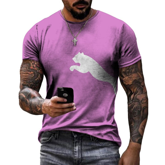 Men's T-shirt 2022 3D drawing of a wolf short sleeves all measurements