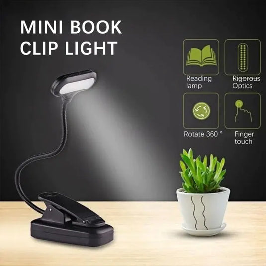 Desk Lamp, Night Reading, Reversible, Hanging Clip, Eye Protector, Battery Operated