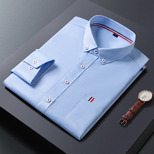 Men's long-sleeved linen shirt, elegant Korean style, for formal wear