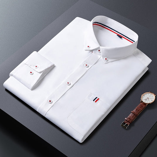 Men's long-sleeved linen shirt, elegant Korean style, for formal wear