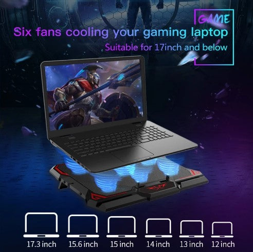 Load image into Gallery viewer, COOLCOLD 17inch Gaming Laptop Cooler Six Fan Led Screen Two USB Port 2600RPM Laptop Cooling Pad Notebook Stand For Laptop
