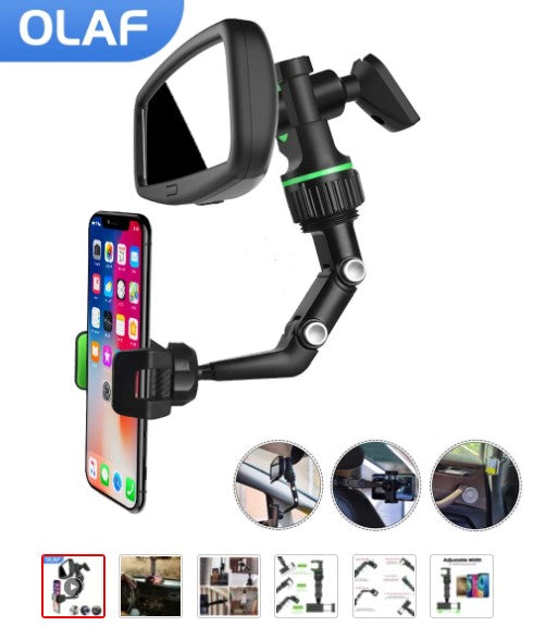 Load image into Gallery viewer, The phone holder, for use in the car, is practical and moves 360°. It can be placed on the seat or the front mirror
