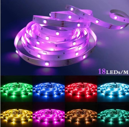 led strip light RGB, bluetooth remote control, home decoration, Length: 5m_10m