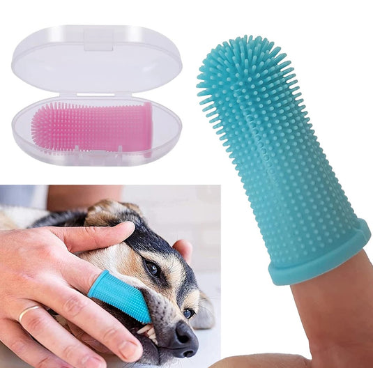 Toothbrush for pets and get rid of bad odor, worn on the finger super soft 5_colors