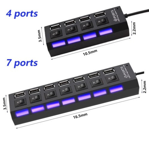 Load image into Gallery viewer, USB 2.0 Hub ،Multi USB Splitter Hub Use Power Adapter 4/7 Port Multiple Expander 2.0

