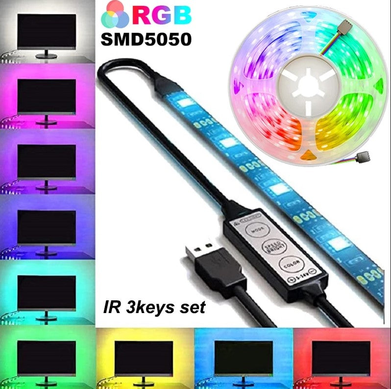 Load image into Gallery viewer, LED strips illuminated in different colors Remote control to change the color Decoration behind the TV and in the bedrooms and gaming setup
