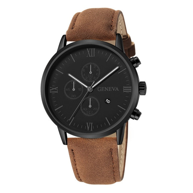 Load image into Gallery viewer, Men's watches 2022 for all times, from Calendar Quartz Watch Company leather bracelet
