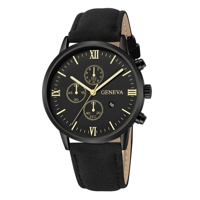 Load image into Gallery viewer, Men's watches 2022 for all times, from Calendar Quartz Watch Company leather bracelet
