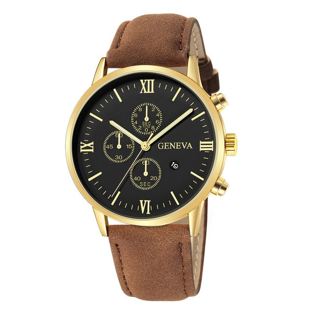 Load image into Gallery viewer, Men's watches 2022 for all times, from Calendar Quartz Watch Company leather bracelet
