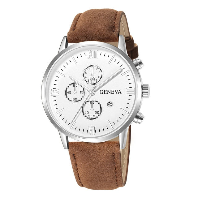 Load image into Gallery viewer, Men's watches 2022 for all times, from Calendar Quartz Watch Company leather bracelet
