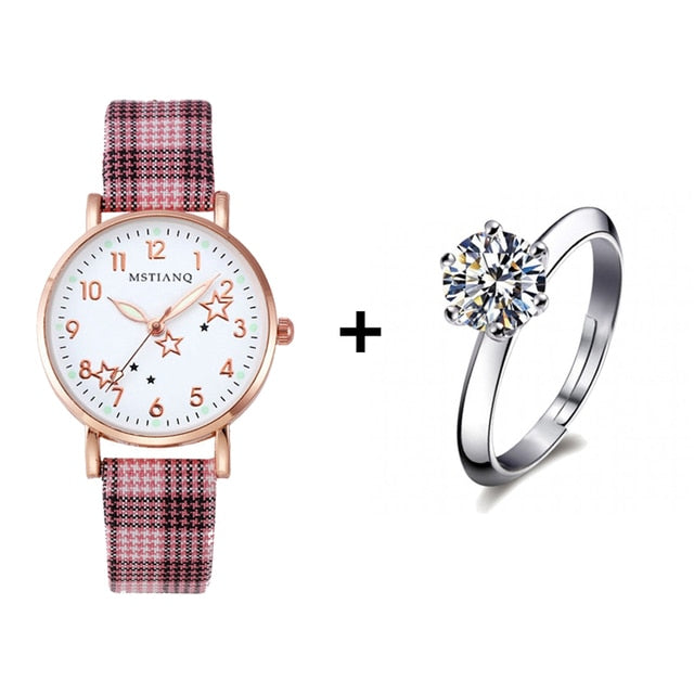 Load image into Gallery viewer, 2022 new watch for women Leather strap, glow-in-the-dark hands, some with a ring
