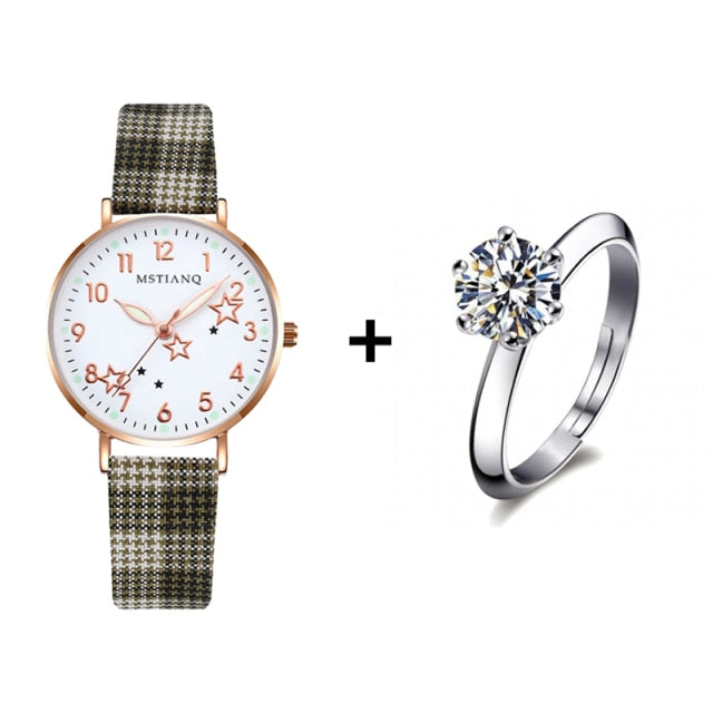 Load image into Gallery viewer, 2022 new watch for women Leather strap, glow-in-the-dark hands, some with a ring

