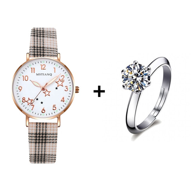 Load image into Gallery viewer, 2022 new watch for women Leather strap, glow-in-the-dark hands, some with a ring

