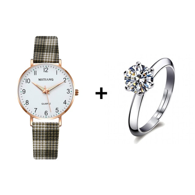Load image into Gallery viewer, 2022 new watch for women Leather strap, glow-in-the-dark hands, some with a ring
