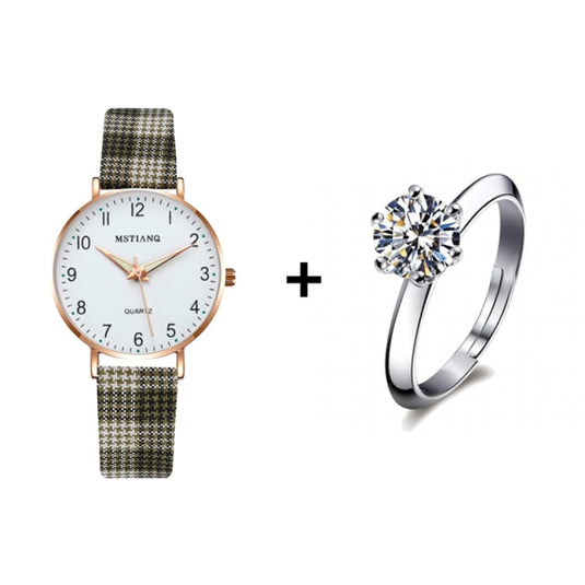 2022 new watch for women Leather strap, glow-in-the-dark hands, some with a ring