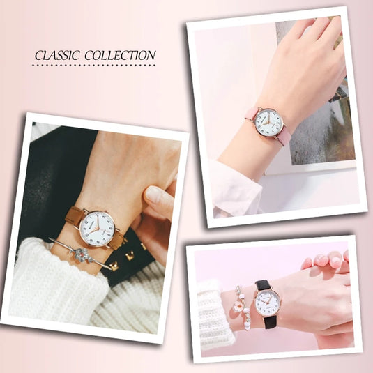 2022 new watch for women Leather strap, glow-in-the-dark hands, some with a ring