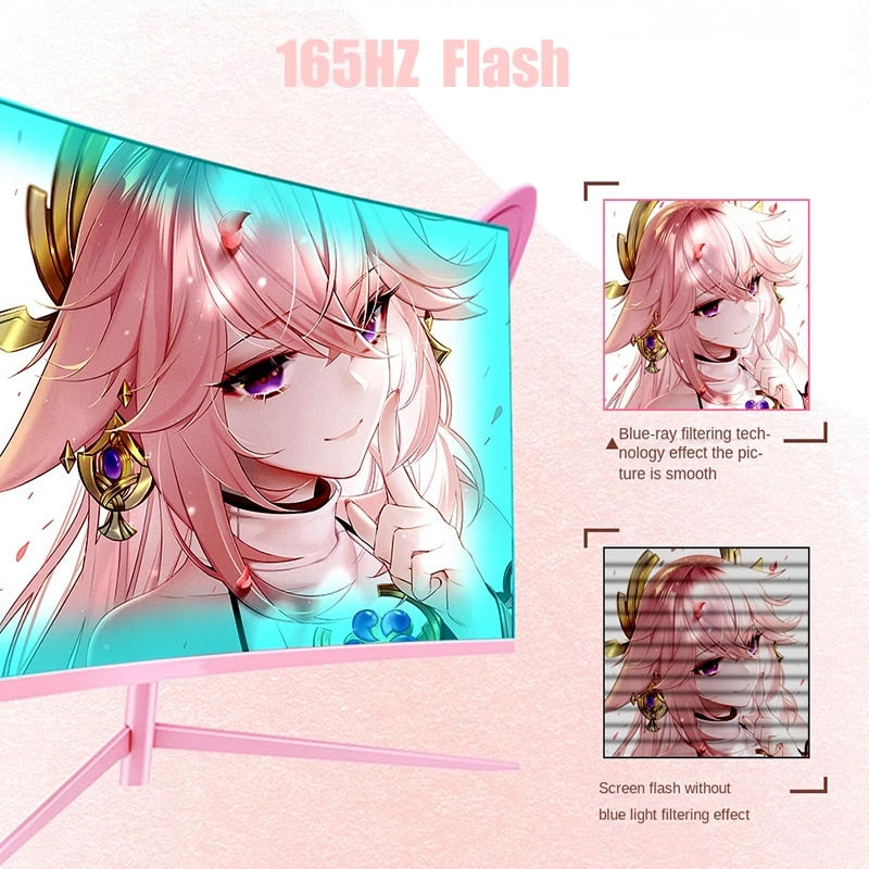 Load image into Gallery viewer, 27inch 165hz 1800R Curved Monitor 144hz Computer Gaming Monitor Pink Girl
