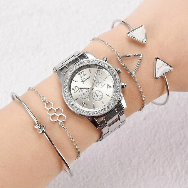 Load image into Gallery viewer, Luxury Women's Quartz Watch With matching accessories for the watch 6_colors
