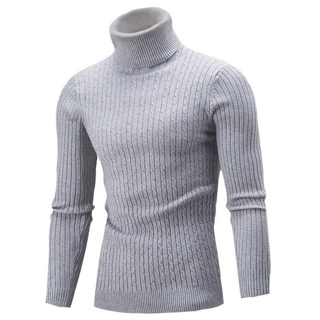 Load image into Gallery viewer, Men’s fleece sweater, long neck, warm winter, slim fit
