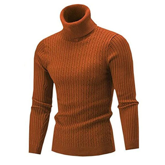 Men’s fleece sweater, long neck, warm winter, slim fit