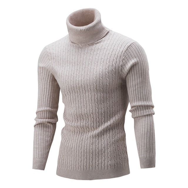 Load image into Gallery viewer, Men’s fleece sweater, long neck, warm winter, slim fit
