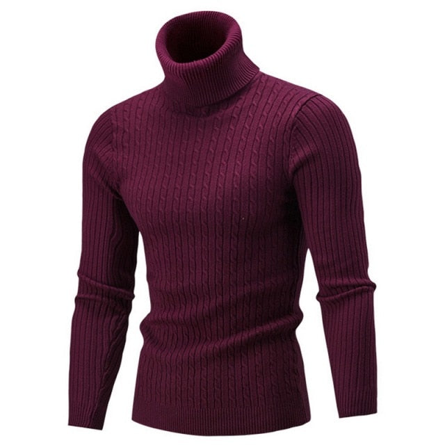 Load image into Gallery viewer, Men’s fleece sweater, long neck, warm winter, slim fit

