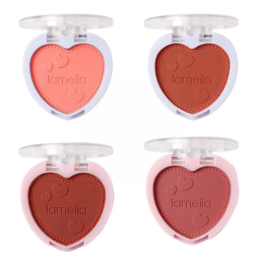 Water-resistant heart-shaped blush, gorgeous peach colors