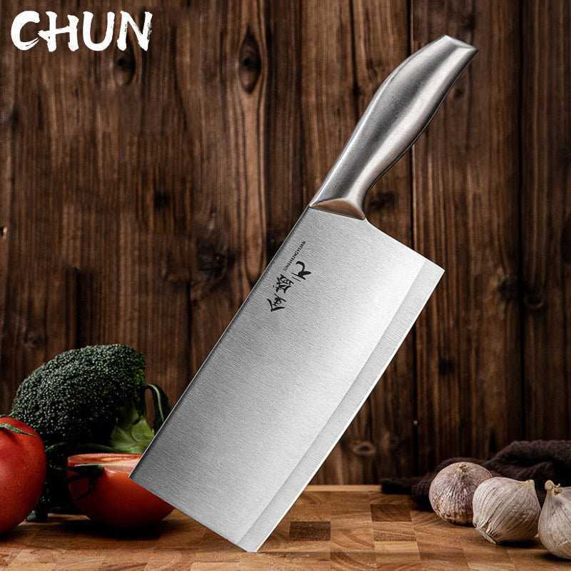 Load image into Gallery viewer, Stainless steel Chinese kitchen knife perfect for chopping meat, vegetables and fish
