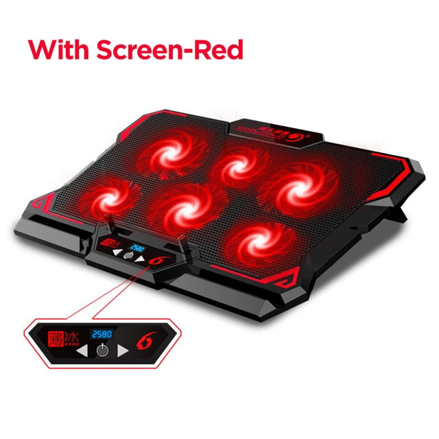 Load image into Gallery viewer, COOLCOLD 17inch Gaming Laptop Cooler Six Fan Led Screen Two USB Port 2600RPM Laptop Cooling Pad Notebook Stand For Laptop
