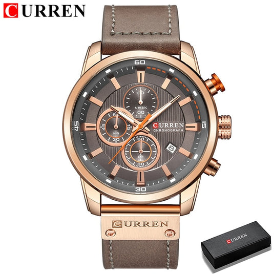 CURREN luxury men's watch, Sora leather..a sporty and elegant watch