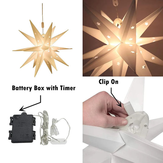 Christmas light bulb in the shape of a star Anti-moisture Can be powered by usb or battery Measurements: 35_45cm