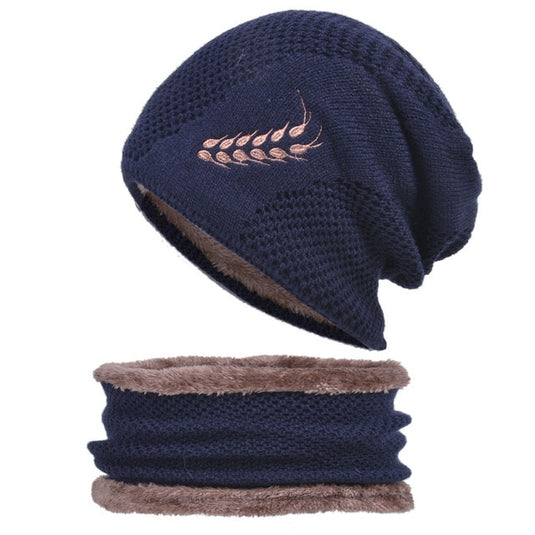 Men's winter hat and scarf, warm in winter, made of wool, two layers. all colors