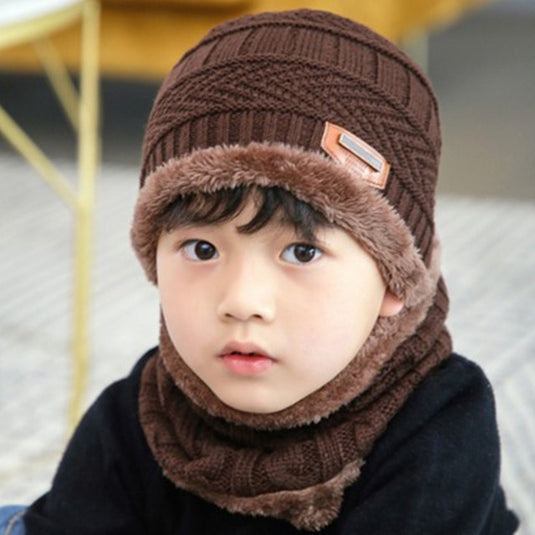 Men's winter hat and scarf, warm in winter, made of wool, two layers. all colors
