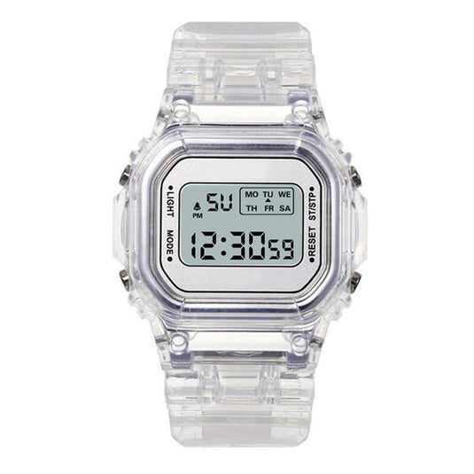Cute digital women's watch auxiliary hour transparent bracelet 10_colors