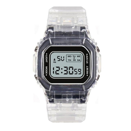 Cute digital women's watch auxiliary hour transparent bracelet 10_colors