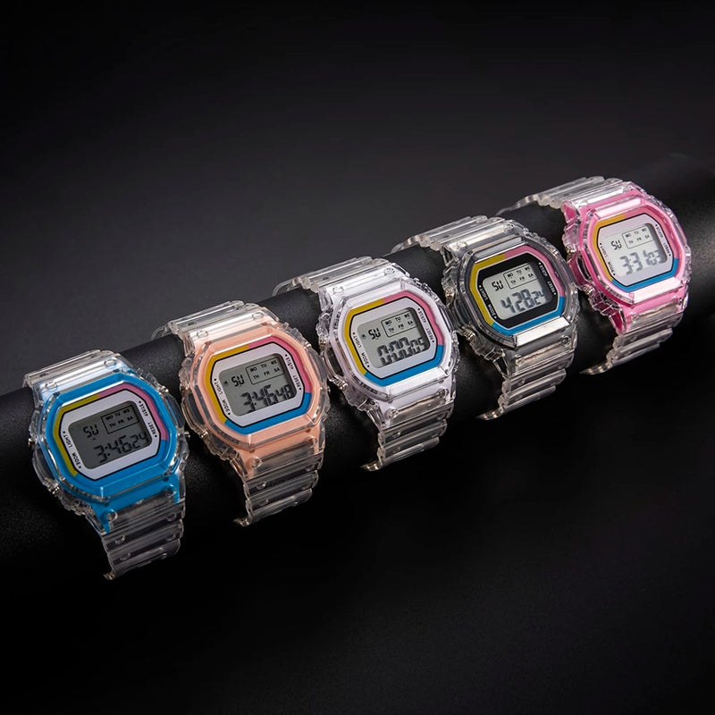 Load image into Gallery viewer, Cute digital women's watch auxiliary hour transparent bracelet 10_colors
