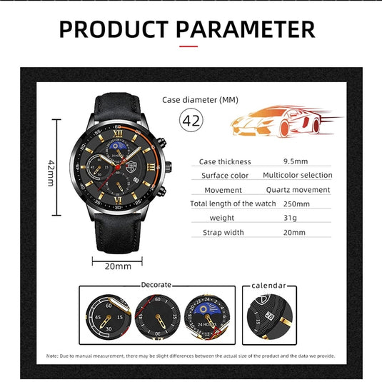 Luxury men's watches, sports, leather Sora 12_colors