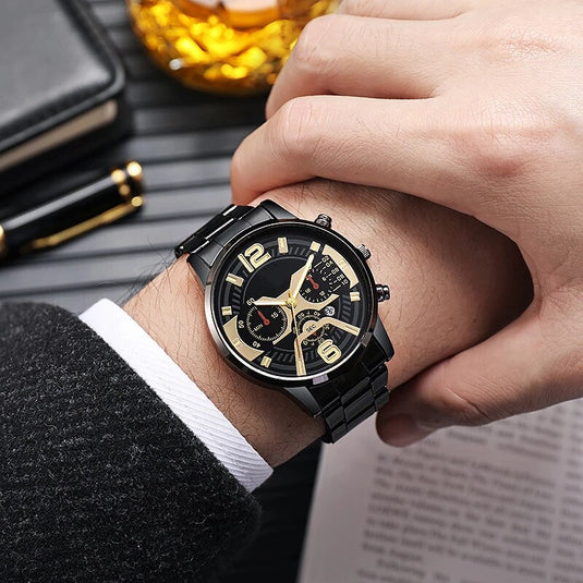 Luxury men's watch sports watch stainless steel leather bracelet