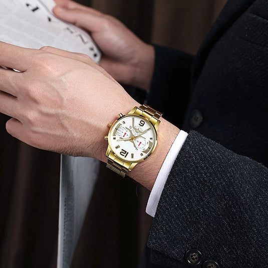 Luxury men's watch sports watch stainless steel leather bracelet