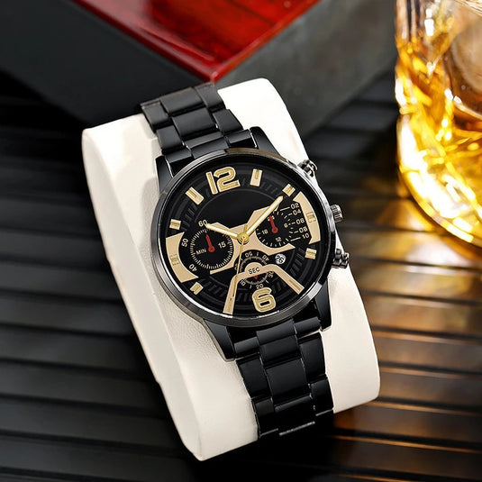 Luxury men's watch sports watch stainless steel leather bracelet