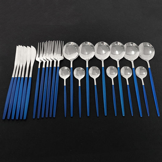 24 pieces of cutlery Very luxurious and beautiful stainless steel There are: 15 colors