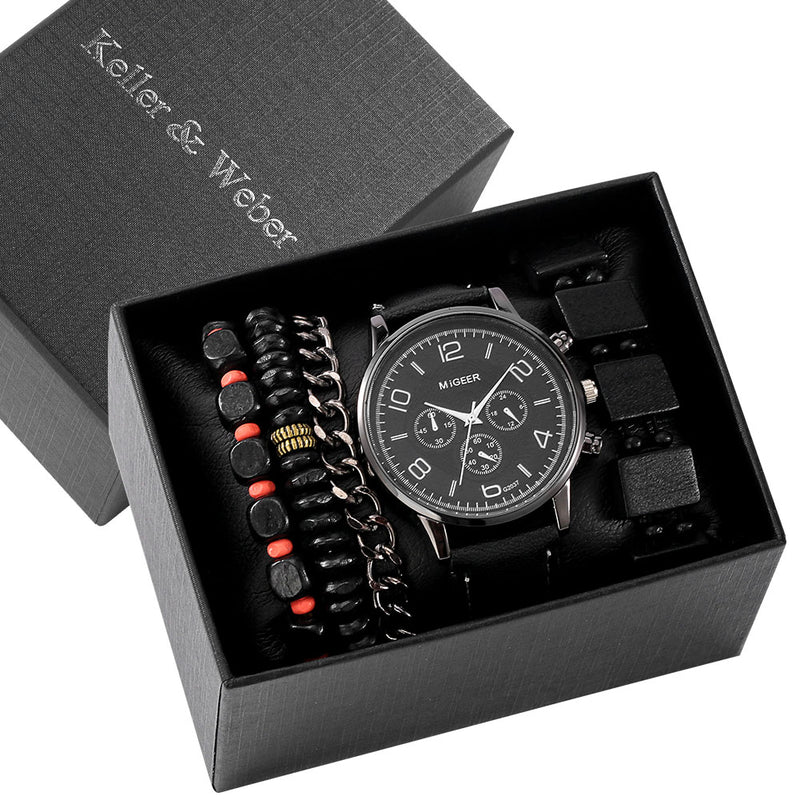 Load image into Gallery viewer, A very classy and giftable men's black leather quartz watch
