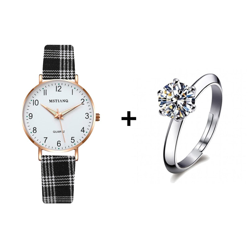 Load image into Gallery viewer, 2022 new watch for women Leather strap, glow-in-the-dark hands, some with a ring
