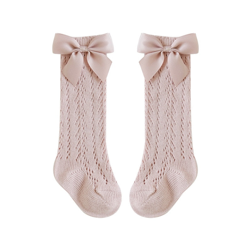 Load image into Gallery viewer, Baby socks for baby girls, soft cotton, infant, Decorated with a bow، 4-colors
