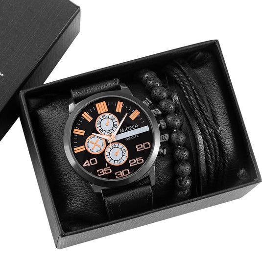 2022 elegant and high quality turquoise leather 3 piece bracelet watch