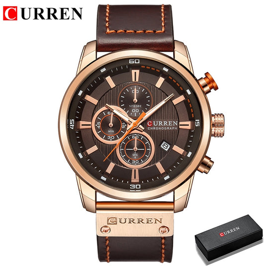 CURREN luxury men's watch, Sora leather..a sporty and elegant watch