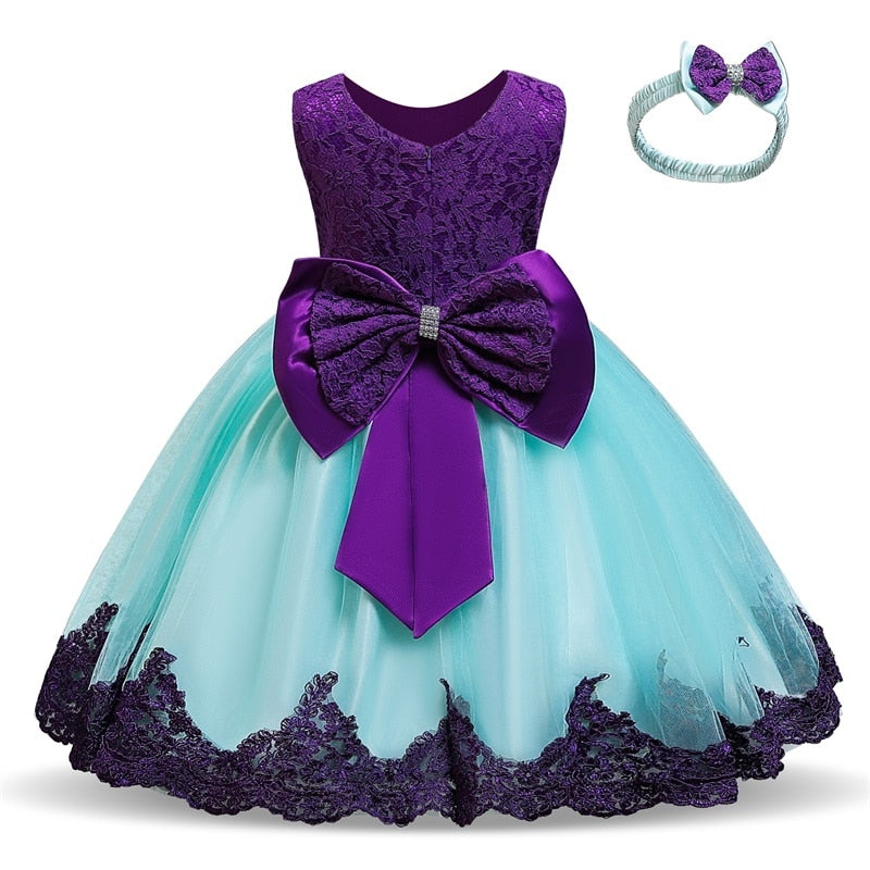 Load image into Gallery viewer, Cute dress for little girls, with bowknot, suitable for parties, baptisms, all colors
